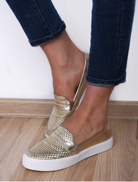 Mocasini Dama Cu Model Impletit Explore Aurii