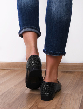Mocasini Dama Cu Aplicatie Decorativa Snake Negri