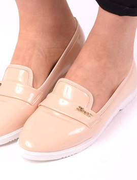 Mocasini Dama Cu Aplicatie Metalica Follow Bej