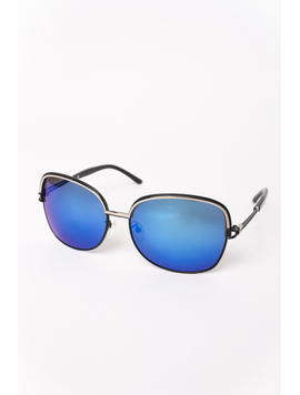 Ochelari De Soare Dama Cu Lentila Oglinda Spring Lover Negru Si Albastru