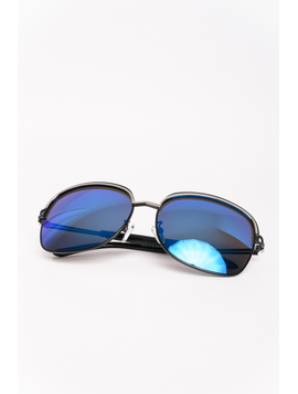 Ochelari De Soare Dama Cu Lentila Oglinda Spring Lover Negru Si Albastru