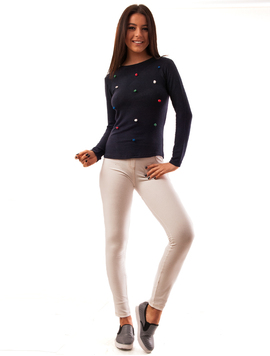 Pantaloni Dama Blug Stil Colant Relax Albi