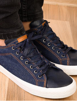 Pantofi Barbati Sport Cu Siret Denim New Bleumarin