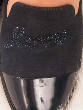 Pantofi Dama Cu Varful Lacuit Si Strasuri Love Bleumarin
