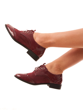 Pantofi Dama Cu Siret Si Cusaturi Decorative Follow Grena