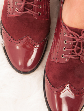 Pantofi Dama Cu Siret Si Cusaturi Decorative Follow Grena