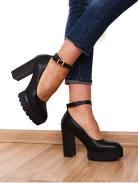 Pantofi Dama Cu Platforma Si Bareta Sometimes Negre