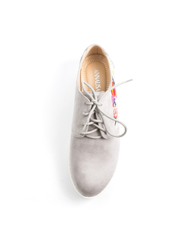 Pantofi Dama Cu Flori Multiple Si Siret TheAutumn Gri