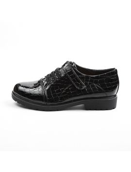 Pantofi Dama Cu Arici Si Barete Elastice Luciosi Crocodile Negru
