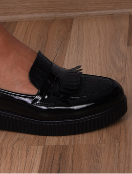 Pantofi Dama Casual Cu Franjuri Blanket Negri