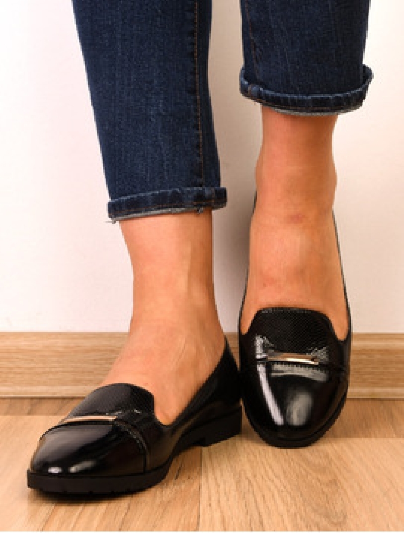 Pantofi Dama Casual Cu Aplicatie Metalica Yourself Negri