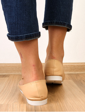 Mocasini Dama Casual Cu Aplicatie Metalica Crown Bej