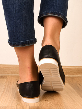 Mocasini Dama Casual Cu Aplicatie Metalica Crown Negri