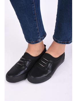 Pantofi Dama Casual Din Material Stralucitor Loyal Negri