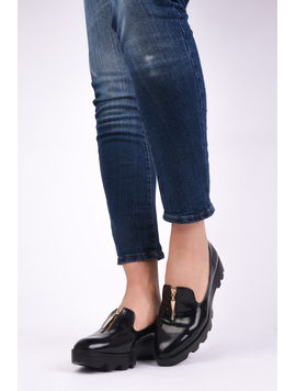 Pantofi Dama Casual Cu Fermoar Memory Negri
