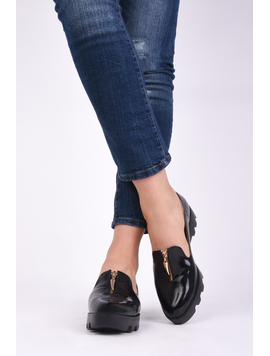 Pantofi Dama Casual Cu Fermoar Memory Negri