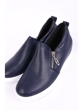 Pantofi Dama Casual Cu Fermoar Lateral Morning Bleumarin