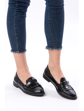 Pantofi Dama Casual Cu Franjuri Nature Negri