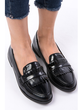 Pantofi Dama Casual Cu Franjuri Nature Negri