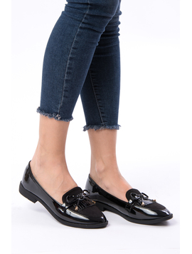 Pantofi Dama Casual Cu Fundita Famous Negri