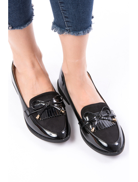 Pantofi Dama Casual Cu Fundita Famous Negri