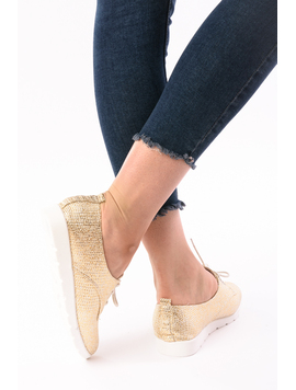 Pantofi Dama Casual Stralucitori Point Out Aurii