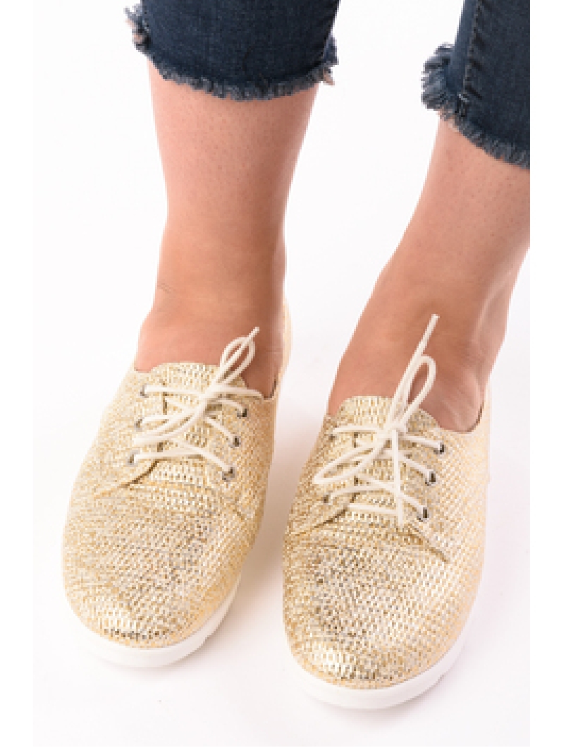 Pantofi Dama Casual Stralucitori Point Out Aurii