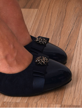 Pantofi Dama Cu Toc Si Varf Lacuit Hope Bleumarin