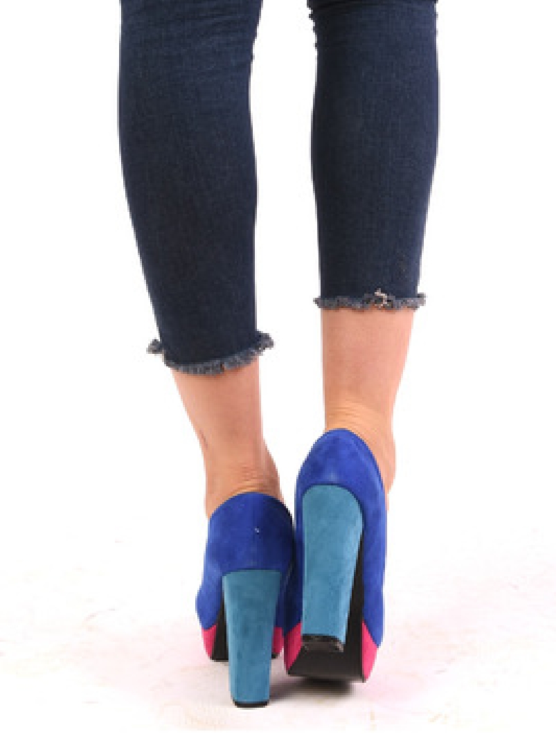 Pantofi Dama Cu Platforma Si Toc Gros Bamboo Mov Si Roz