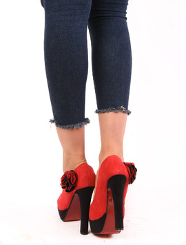 Pantofi Dama Cu Platforma Si Floare Sunny Rosii