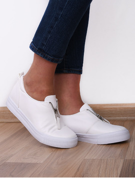 Pantofi Dama Sport Cu Fermoar Advice Albi