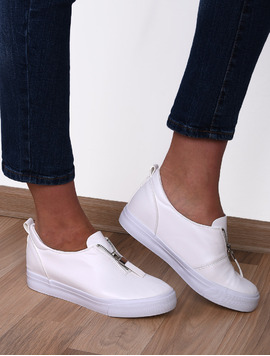 Pantofi Dama Sport Cu Fermoar Advice Albi