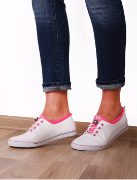 Pantofi Dama Sport Cu Siret Elastic Alive Alb Si Roz
