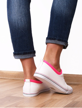 Pantofi Dama Sport Cu Siret Elastic Alive Alb Si Roz