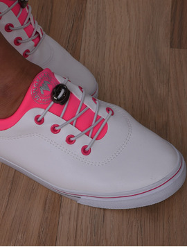 Pantofi Dama Sport Cu Siret Elastic Alive Alb Si Roz