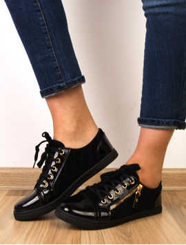 Pantofi Dama Sport Cu Siret Si Fermoar Ready Negri