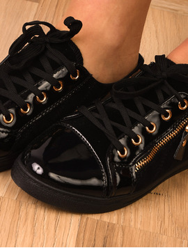 Pantofi Dama Sport Cu Siret Si Fermoar Ready Negri