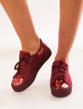 Pantofi Sport Dama Cu Siret Stralucitor Powerful Grena
