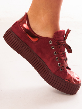 Pantofi Sport Dama Cu Siret Stralucitor Powerful Grena