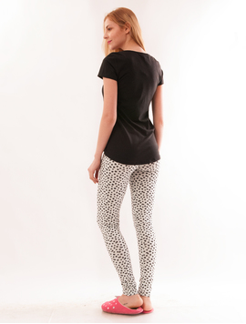 Pijama Dama Cu Imprimeu Monday Alb Si Negru