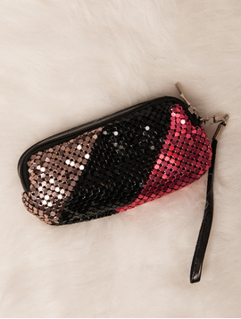 Portofel Dama Paietat Glow Negru Si Roz