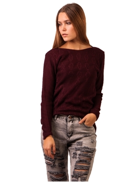 Pulover Dama Cu Model In Fata Grena