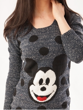 Pulover Dama Cu Model Mickey Mouse Bleumarin