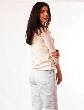 Pulover Dama Cu Model In Fata  Crem