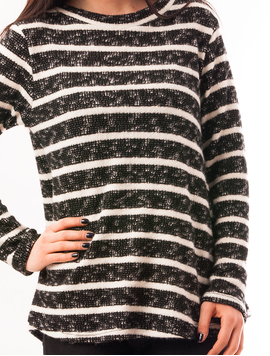 Pulover Dama In Dungi Infinity Negru Si Alb