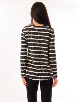 Pulover Dama In Dungi Infinity Negru Si Alb