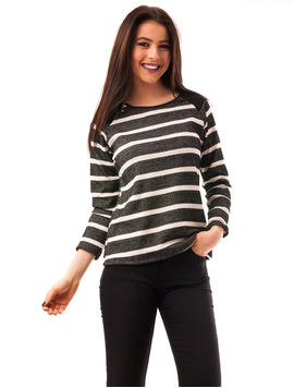 Bluza Dama In Dungi Moments Negru Si Alb