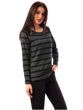 Bluza Dama In Dungi Moments Bleumarin Si Negru