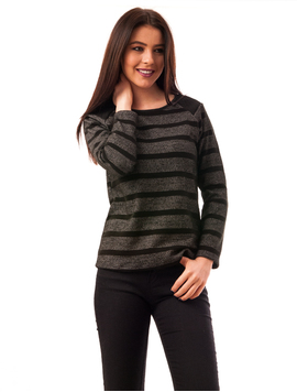 Bluza Dama In Dungi Moments Gri Si Negru