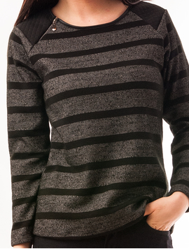 Bluza Dama In Dungi Moments Gri Si Negru